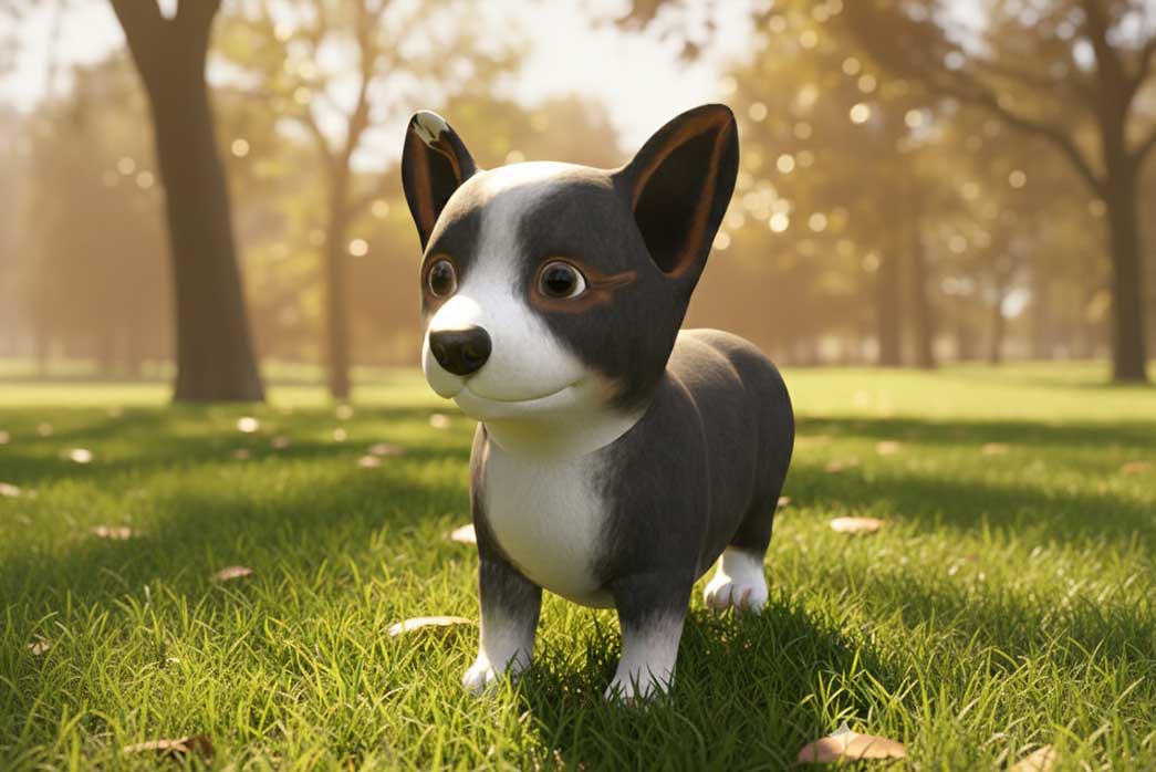 rigged 3d puppy model